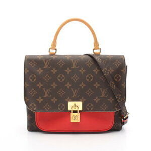 Louis Vuitton Marignan handbag canvas leather Monogram brown red
